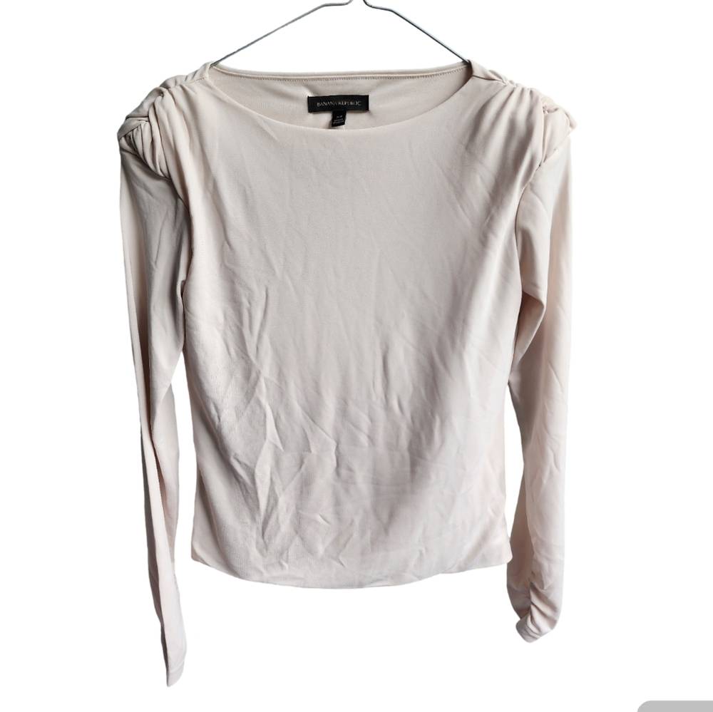 Banana Republic Fitted Tan Long Sleeve Blouse